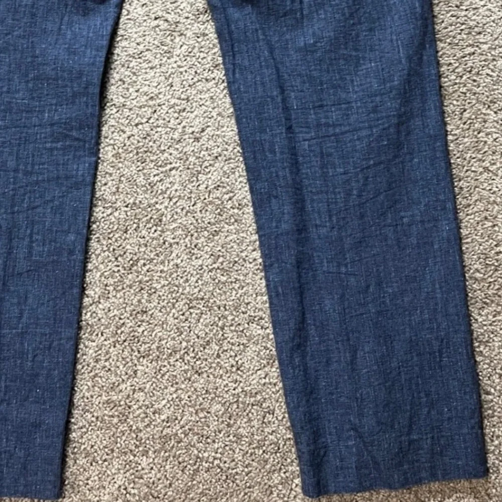 Bonobos Dress Pants Men 36x34 Blue Heathered Linen Blend Flat Front Straight Leg